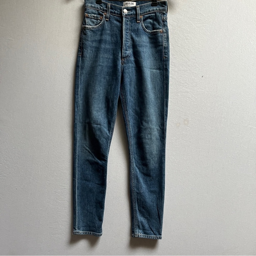 Agolde Nico High Rise Slim Fit Button Fly Jeans Size 24 Dark Wash 90s